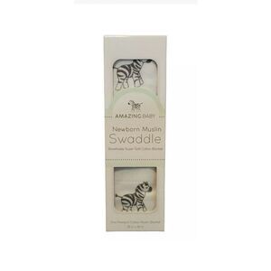 AMAZING BABY Newborn Muslin 100% Cotton Swaddle Zebra White Black 36”x36”Blanket